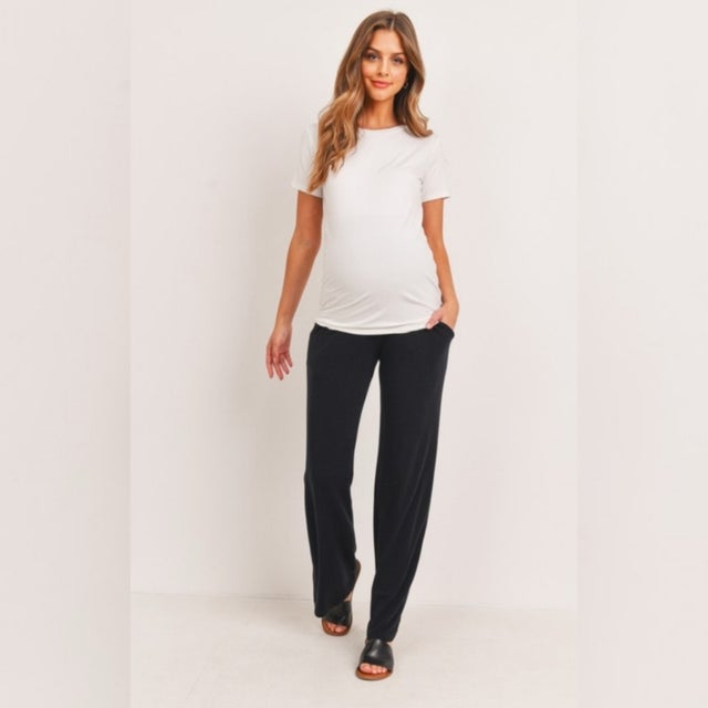 Solid Rayon Jersey Ruched Maternity Jumpsuit